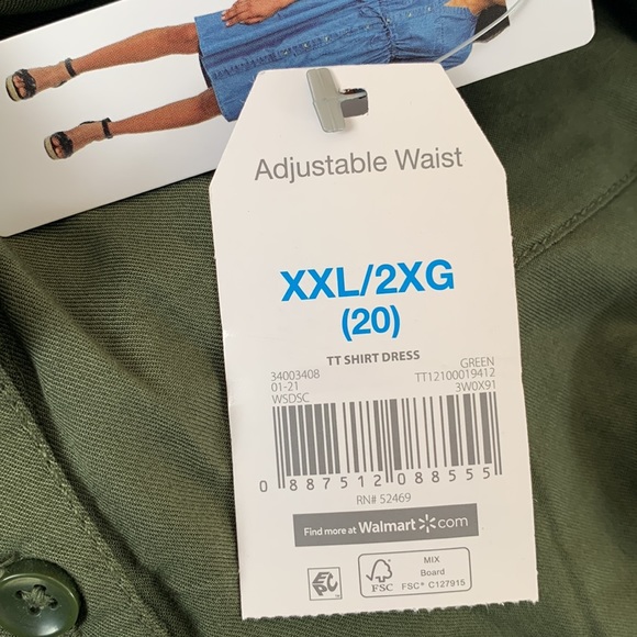 Time And Tru 100% Viscose Olive Green Button Down Shirt Dress - Picture 6 of 8